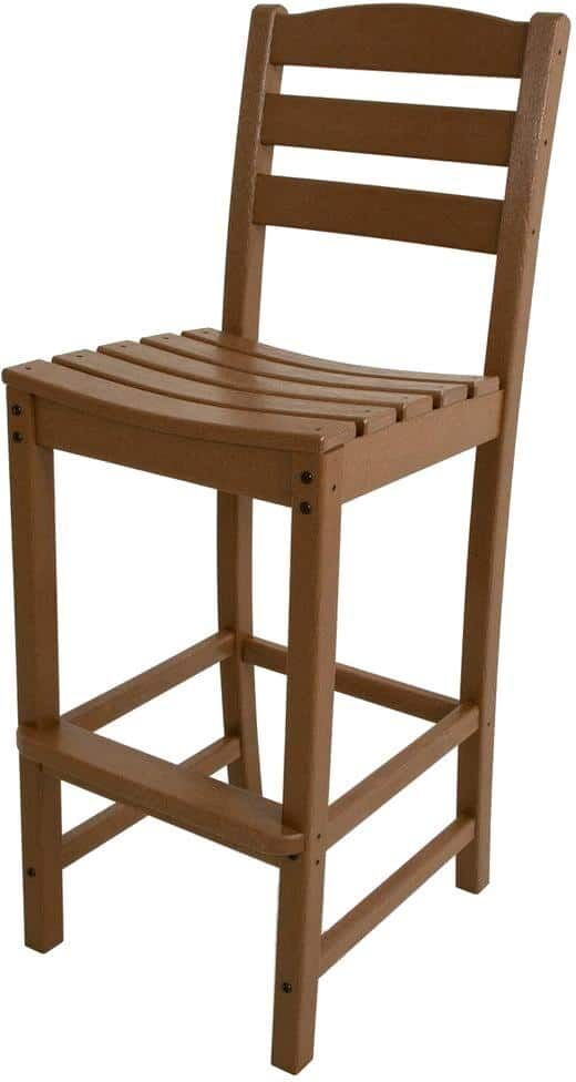 POLYWOOD La Casa Cafe Teak Plastic Outdoor Patio Bar Side Chair