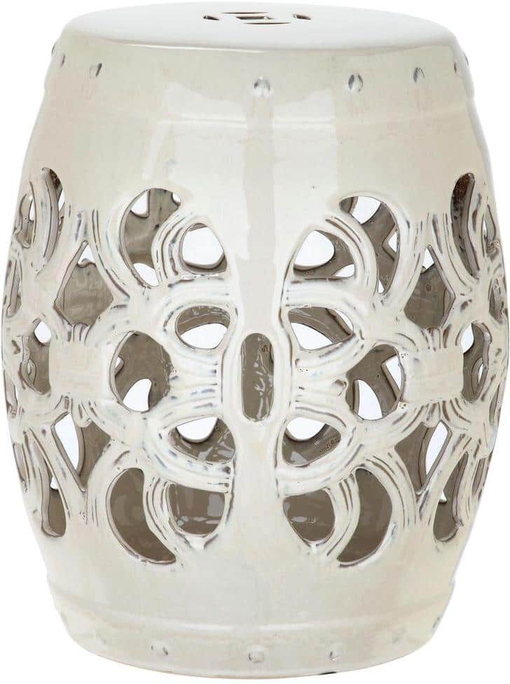 SAFAVIEH Imperial Vine Cream Ceramic Garden Stool