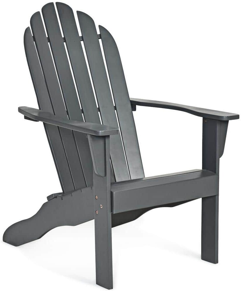 Costway Natural Reclining Acacia Wood Outdoor Adirondack Chair Durable Patio Garden Furniture