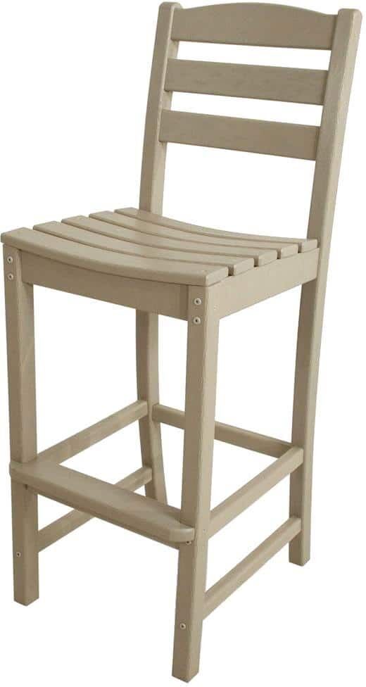 POLYWOOD La Casa Cafe Sand Plastic Outdoor Patio Bar Side Chair