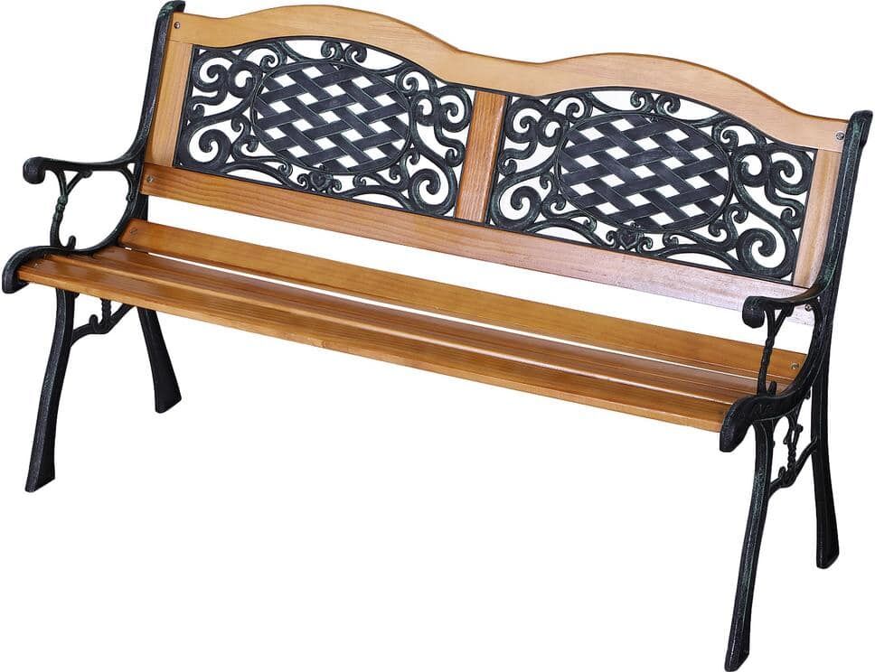 Outsunny 50 in. Wooden Outdoor Patio Garden Bench Love Seat with Strong Hardwood Slats and Antique Style