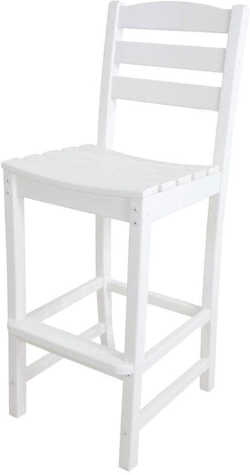 POLYWOOD La Casa Cafe White Plastic Outdoor Patio Bar Side Chair