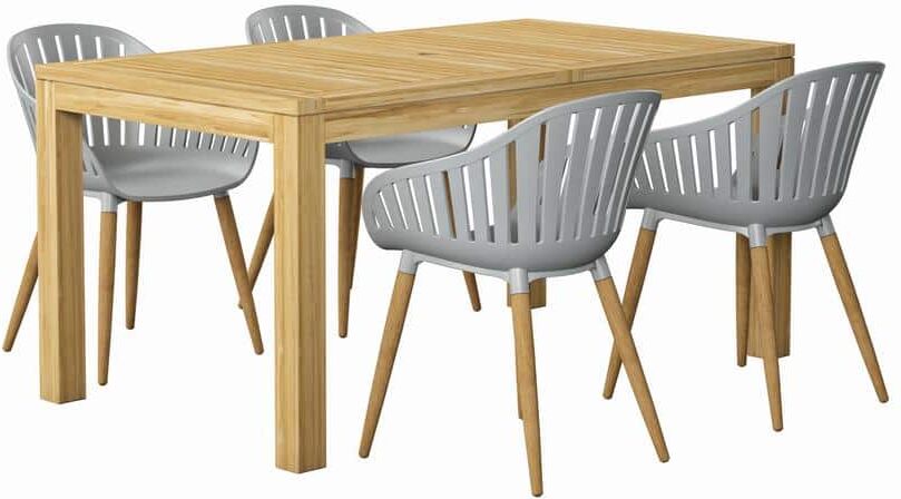 Amazonia Maurice 5-Piece Teak Rectangular Outdoor Dining Set