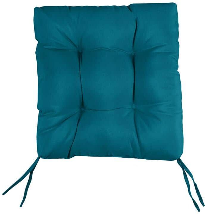 SORRA HOME Peacock Tufted Chair Cushion Square Back 16 x 16 x 3