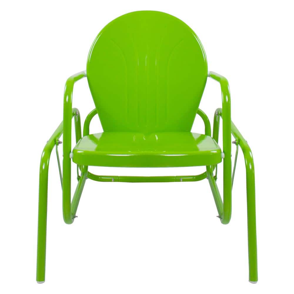 Northlight Green Retro Metal Outdoor Tulip Glider Patio Chair Lime