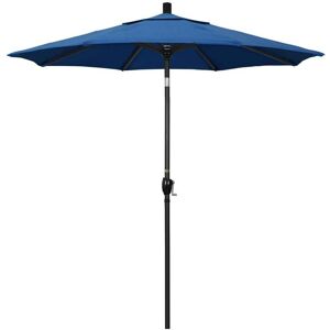 California Umbrella 7.5 ft. Stone Black Aluminum Market Push Button Tilt Crank Lift Patio Umbrella in Regatta Sunbrella