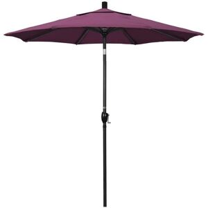 California Umbrella 7.5 ft. Stone Black Aluminum Market Push Button Tilt Crank Lift Patio Umbrella in Iris Sunbrella