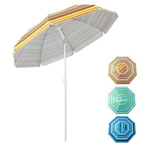 Costway 6.5 ft. Patio Sunshade Beach Umbrella with Table Sandbag Portable Tilt Outdoor Yellow