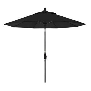 California Umbrella 9 ft. Matted Black Aluminum Market Patio Umbrella with Fiberglass Ribs Collar Tilt Crank Lift in Black Sunbrella