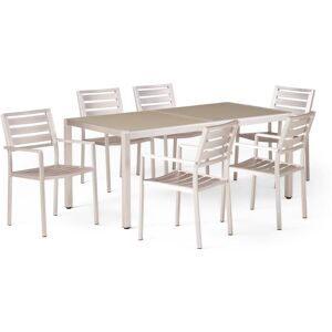 Noble House Cape Coral 30 in. Silver 7-Piece Metal Rectangular Outdoor Dining Set