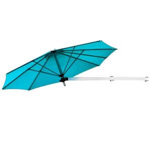 Costway 8 ft. Aluminum Wall-Mounted Tilt Drape Patio Umbrella in Turquoise with Telescopic Folding Sun Shade