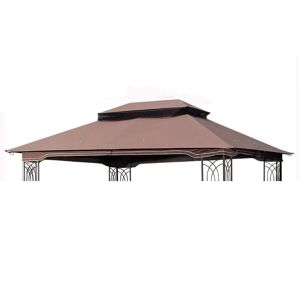 Anvil Brown 13 ft. x 10 ft. Outdoor Patio Double Roof Gazebo Replacement Canopy Top Fabric Only