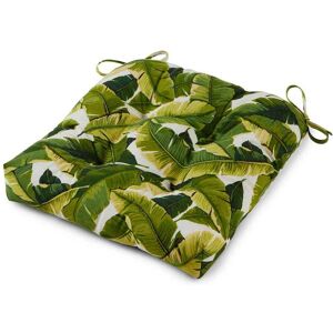 Greendale Home Fashions Palm Leaves White Square Tufted Outdoor Seat Cushion