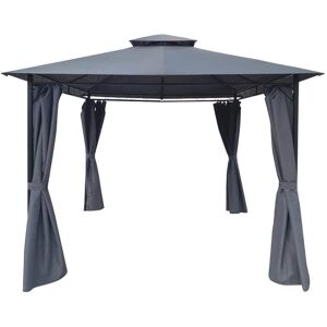 10 ft. x 10 ft. Dark Gray Outdoor Patio Gazebo Tent with Curtains