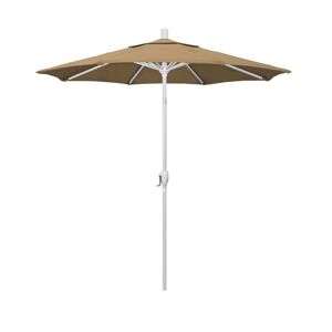 California Umbrella 7.5 ft. Matte White Aluminum Market Push Tilt Patio Umbrella in Straw Olefin
