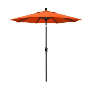 California Umbrella 7.5 ft. Stone Black Aluminum Market Push Button Tilt Crank Lift Patio Umbrella in Melon Sunbrella