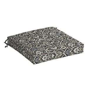 ARDEN SELECTIONS Black Aurora Damask Square Outdoor Seat Cushion