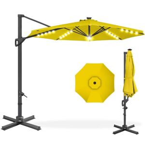 Best Choice Products 10 ft. 360-Degree Solar LED Cantilever Patio Umbrella, Outdoor Hanging Shade with Lights - Yellow