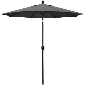 California Umbrella 7.5 ft. Stone Black Aluminum Market Push Button Tilt Crank Lift Patio Umbrella in Charcoal Sunbrella