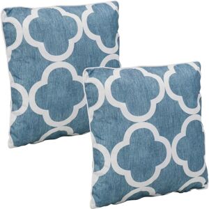 Sunnydaze Decor 16 in. Blue and White Quatrefoil Outdoor Throw Pillows (Set of 2)