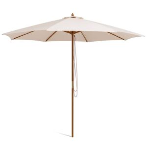 Costway 10 ft. Wooden Outdoor Patio Table Umbrella in Beige with Pulley Height Adjustable