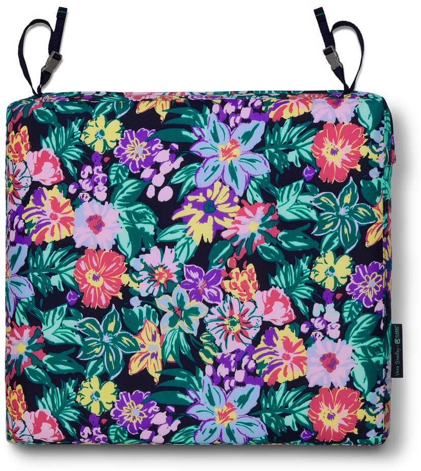 Classic Accessories Vera Bradley 17 in. L x 17 in D x 3 in. Thick Patio Seat Cushion in Happy Blooms