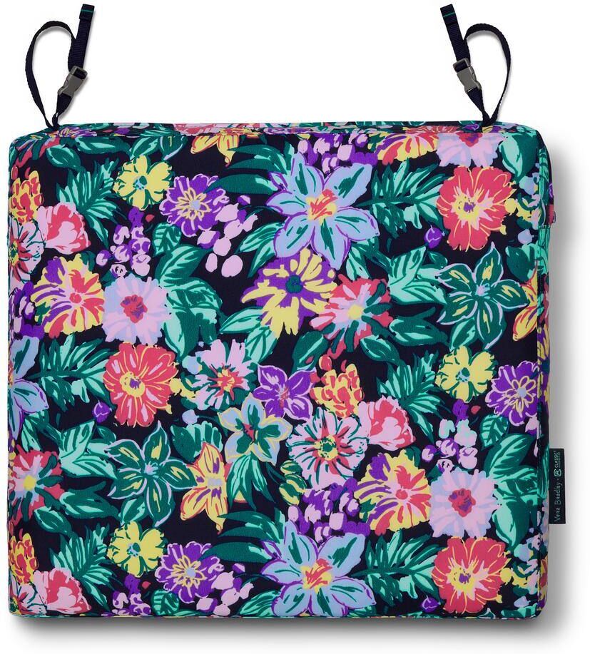 Classic Accessories Vera Bradley 19 in. L x 19 in. W x 3 in. Thick Outdoor Patio Dining Seat Cushion in Happy Blooms