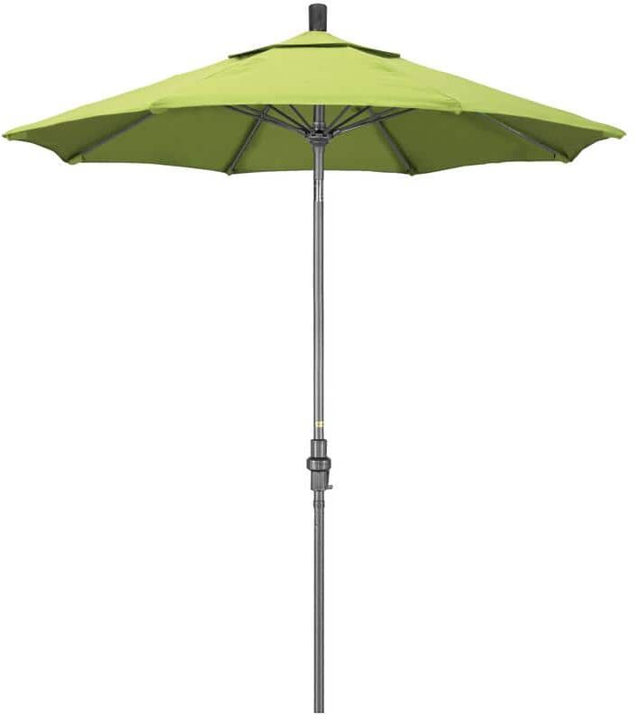 California Umbrella 7.5 ft. Grey Aluminum Market Collar Tilt Crank Lift Patio Umbrella in Parrot Sunbrella