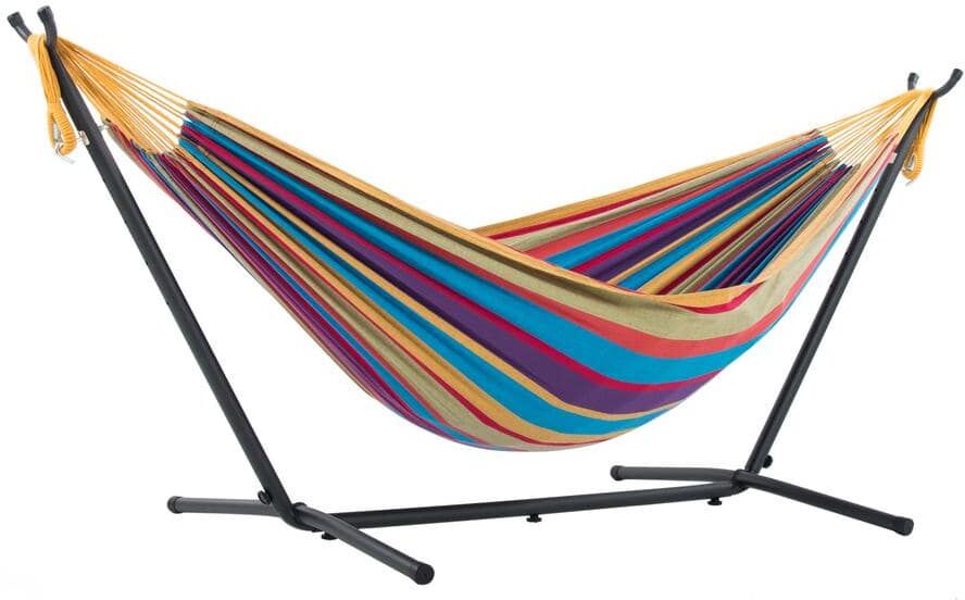 Vivere 9 ft. Double Cotton Hammock with Stand in Tropical