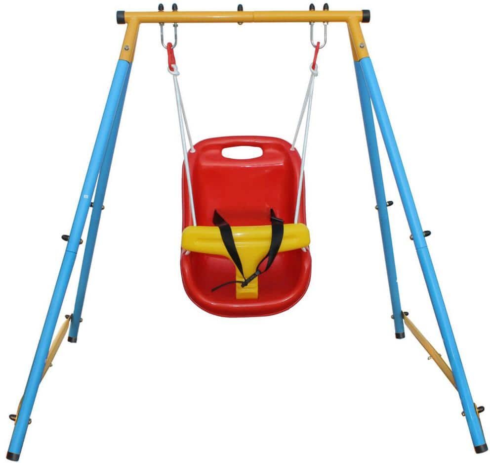 Tidoin Baby Toddler Indoor/Outdoor Metal Swing Set with Safety Belt