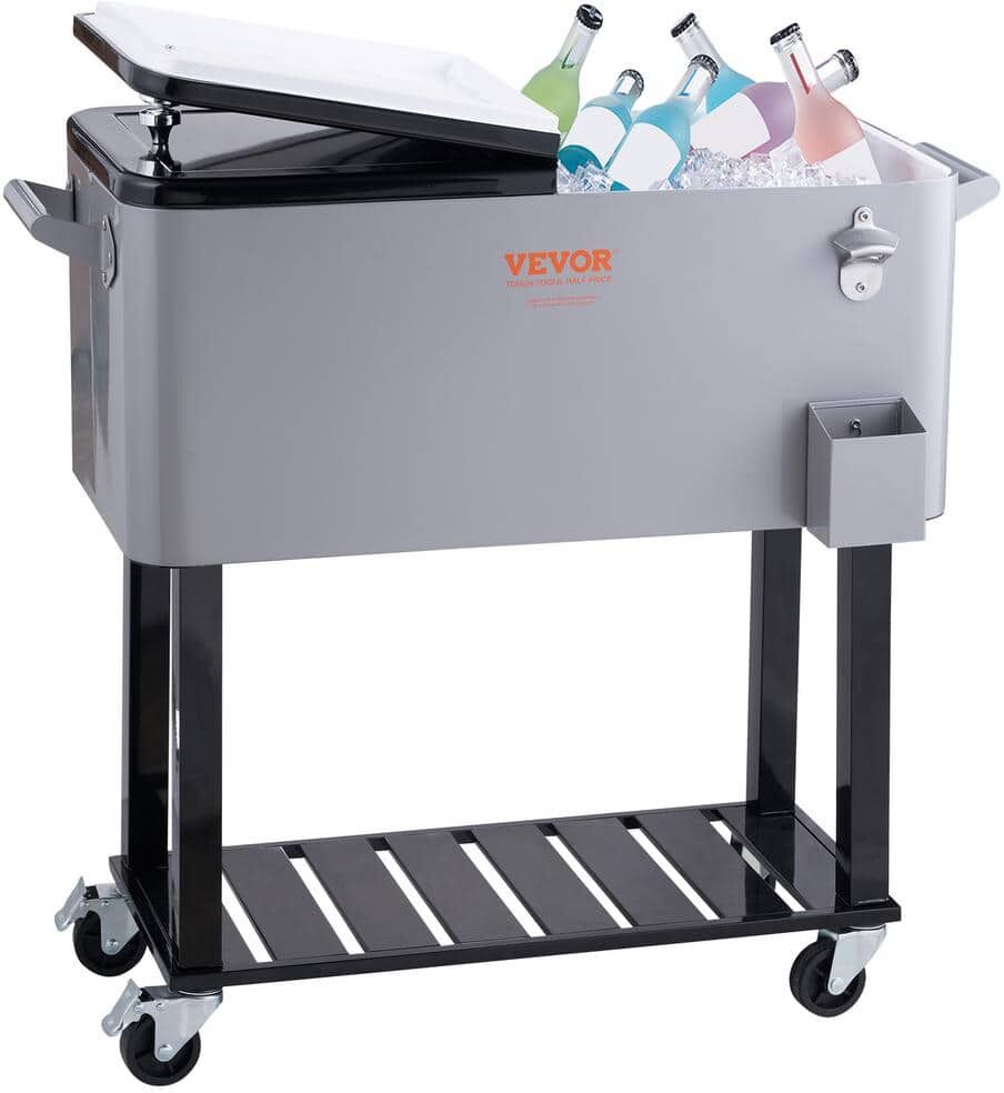 VEVOR Rolling Ice Chest Cooler Cart 80 qt. Portable Bar Drink Cooler, Beverage Bar Stand Up Cooler