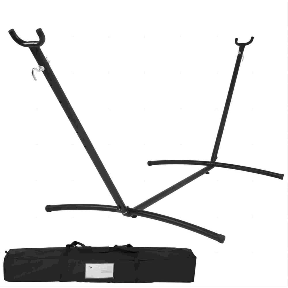 ITOPFOX 9 ft. Stainless Steel Hammock Stand in Blackwith Carrying Case, Adjustable Hooks