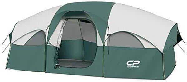 14 ft. x 9 ft. Dark Green Weather Resistant Family 8-Person Camping Double Layer Portable Tent with 5 Large Mesh Windows