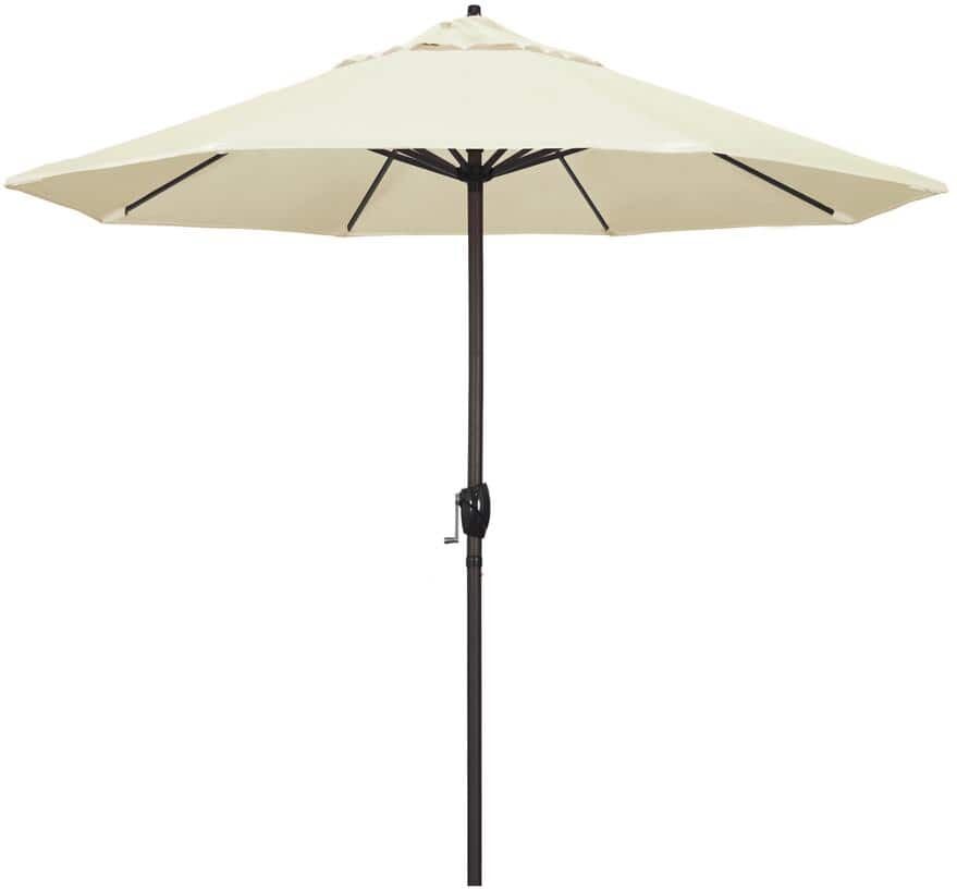 California Umbrella 9 ft. Aluminum Market Auto Tilt Crank Lift Bronze Patio Umbrella in Canvas Pacifica