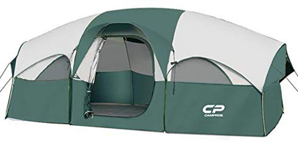 Sudzendf 14 ft. x 9 ft. 8 Person Weather Resistant Family Camping Tent with Carry Bag Sun Shelter Dark Green