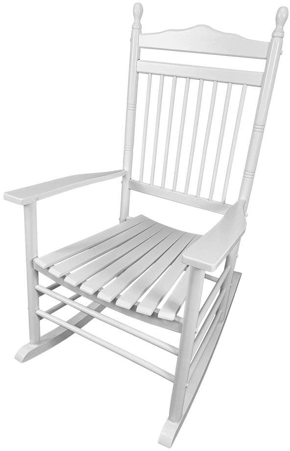 Angel Sar White Wood Outdoor Rocking Chair