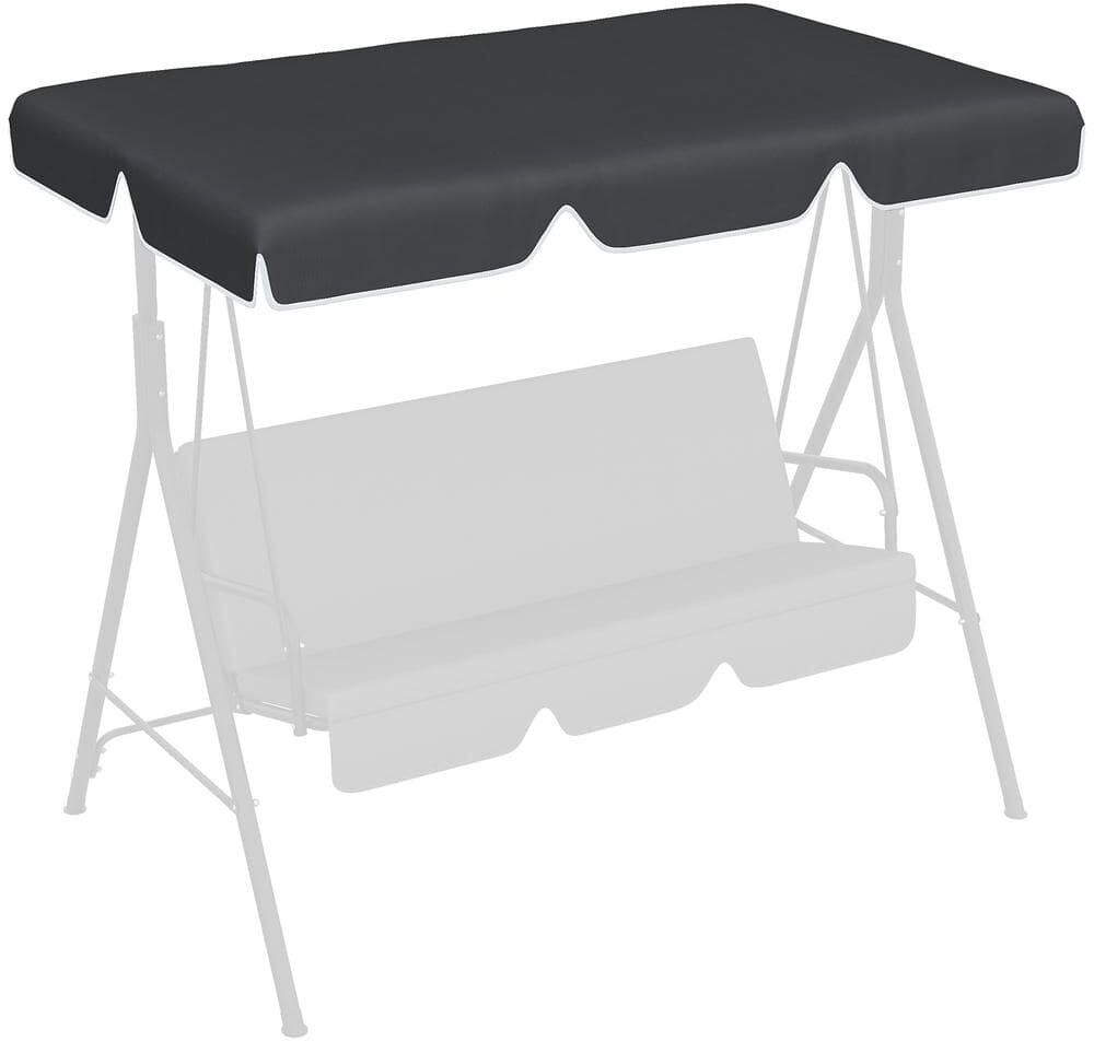 Outsunny 2 Seater Swing Canopy Replacement with Tubular Framework, Outdoor Swing Seat Top Cover, UV50+ Sun Shade, Black