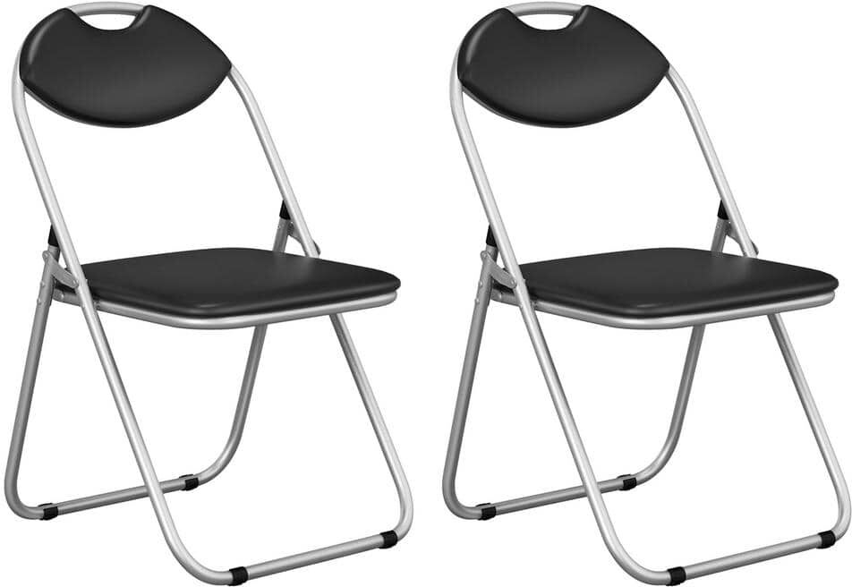 Costway Black U Shape Folding Chairs Furniture Home Outdoor Picnic Portable (Set of 2)