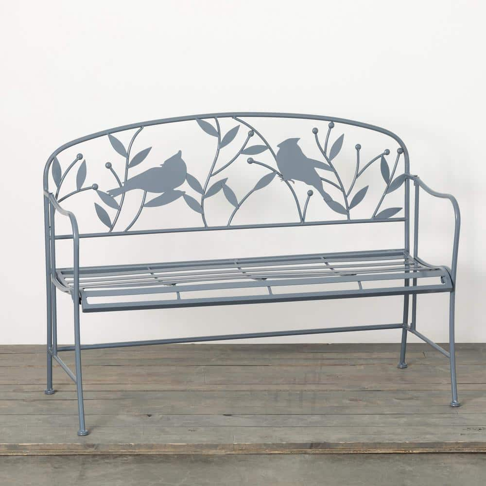 SULLIVANS 48 in. x 34.75 in. Gray Cardinal Metal Outdoor Garden Bench