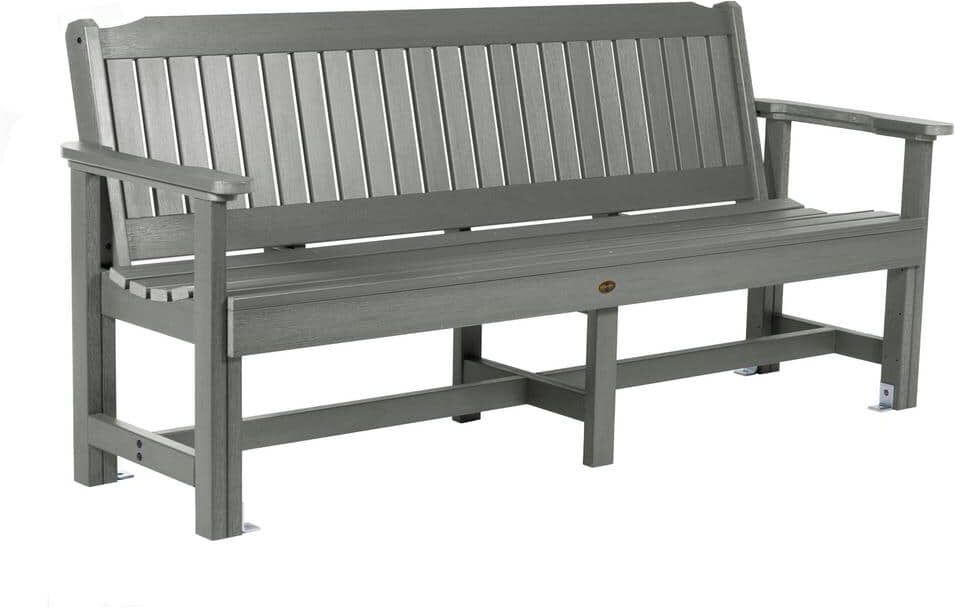 Highwood Exeter 77 in. 3-Person Coastal Teak Plastic Outdoor Bench