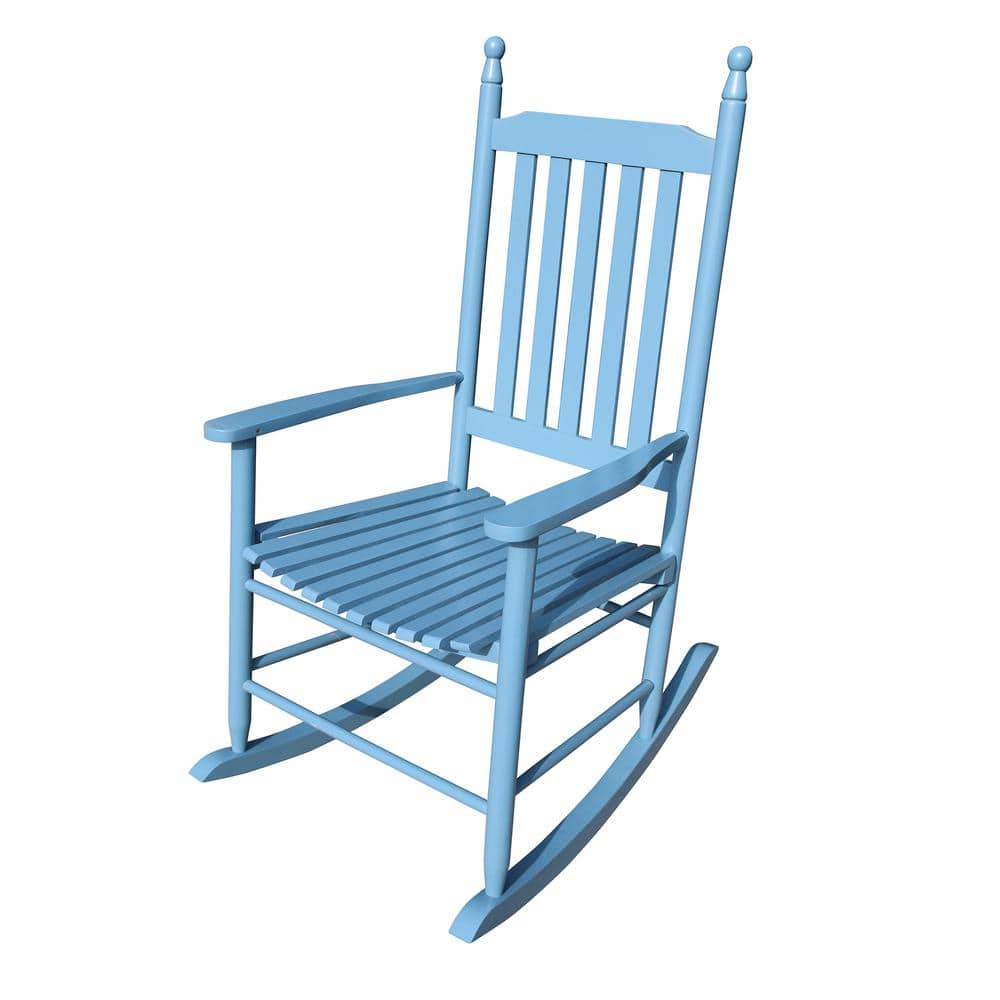Angel Sar Light Blue Wood Outdoor Rocking Chair, Set of 1
