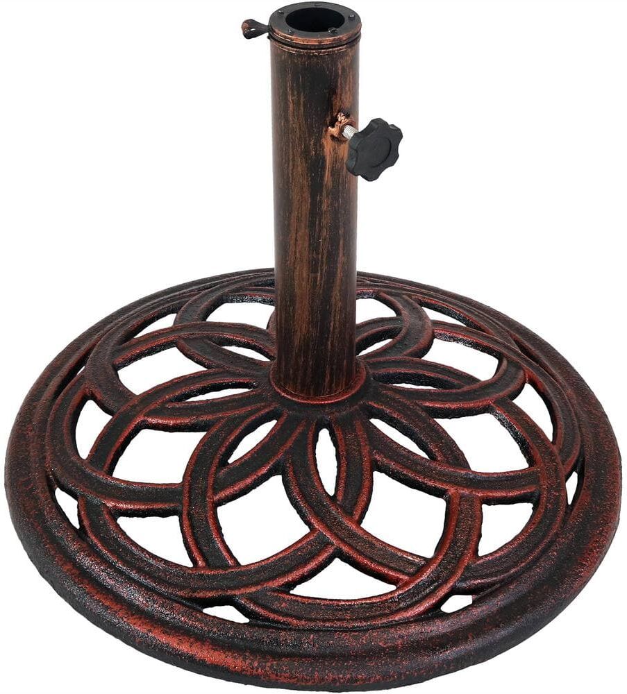 Sunnydaze Decor 17 in. Cast Iron Patio Umbrella Base with Celtic Knot Design in Bronze