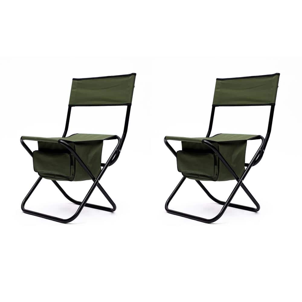 AFAIF Folding Outdoor Camping Chair with Storage Bag, Portable Chair for Indoor, Camping, Picnics and Fishing, Green (2-Piece)