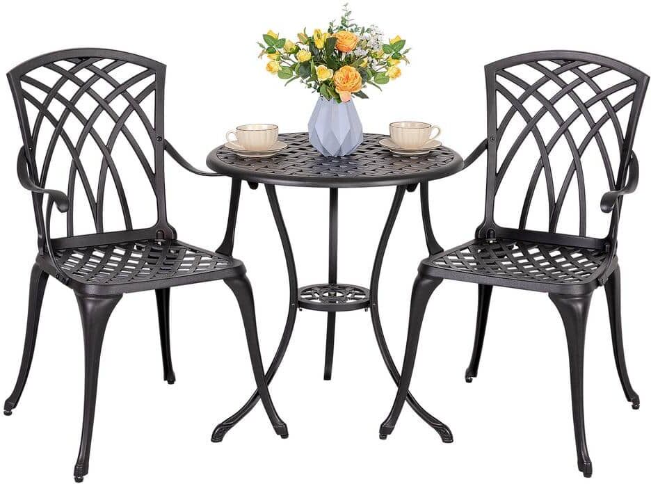 Nuu Garden 3-Piece Cast Aluminum Patio Bistro Set Rust-Proof Outdoor Furniture Set