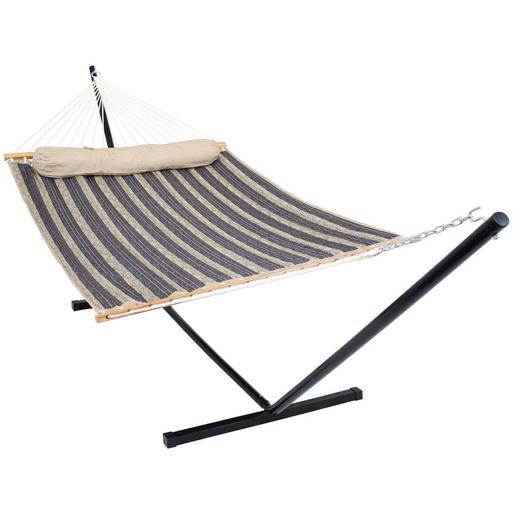 Sunnydaze Decor 10-3/4 ft. Quilted 2-Person Hammock with 12 ft. Stand in Mountainside