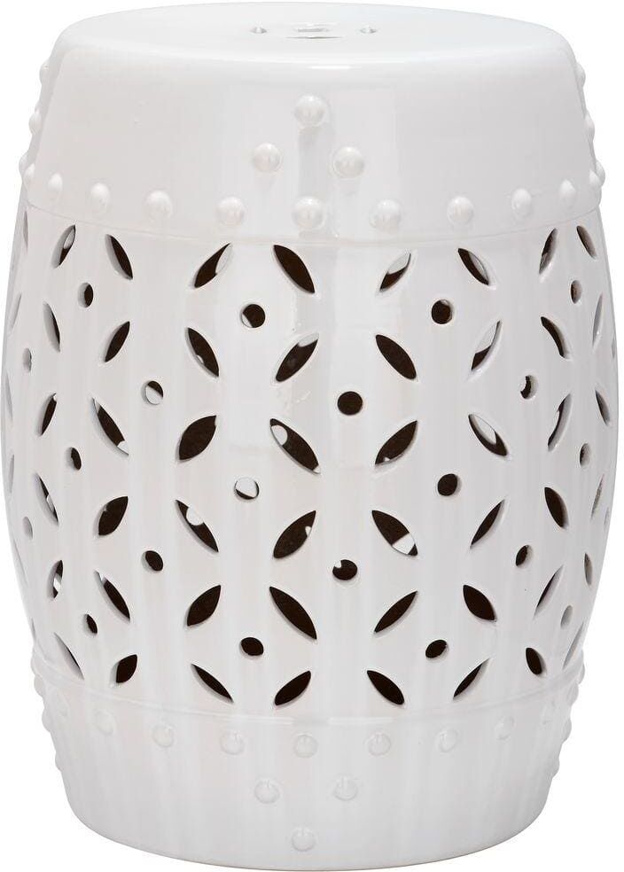 SAFAVIEH Lattice Coin White Ceramic Garden Stool