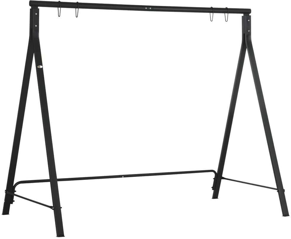 Outsunny Metal Porch Swing Stand, Heavy-Duty Swing Frame, Hanging Chair Stand Only, 660 lbs. Weight Capacity, for Patio, Black