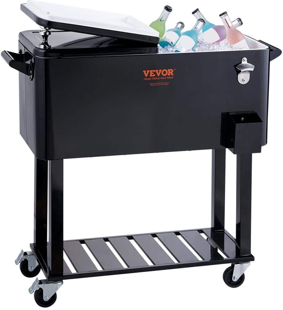 VEVOR Rolling Ice Chest Cooler Cart 80 qt. Portable Bar Drink Cooler, Beverage Bar Stand Up Cooler