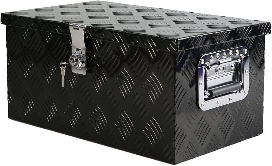 PARASOLAR 9 Gal. Aluminum Deck Box, 5 Bar Tread Tool Long Box with Lock