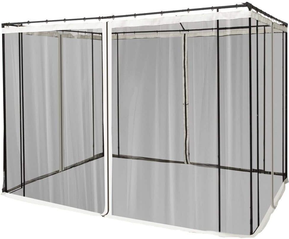 Outsunny Replacement Mesh Mosquito Netting Screen Walls for 10 ft. x 10 ft. Patio Gazebo, 4-Panel Sidewalls with Zippers